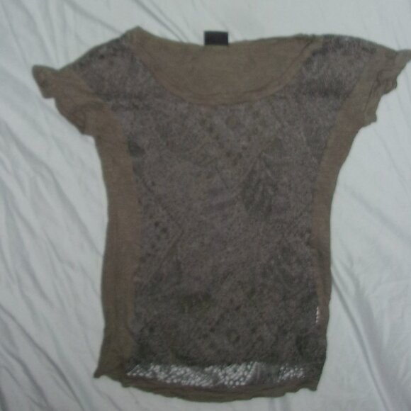 daytrip size small womens top shirt green lace cover up tee t - Picture 1 of 4